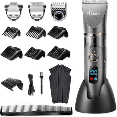 Hatteker Cordless Waterproof Beard Trimmer for Men - Gray