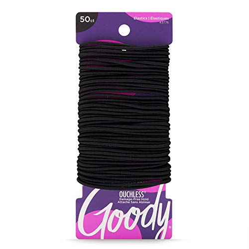 Goody Women's Ouchless Elastics, 2 mm for Finer Hair, 50 Count (Pack of 2), (Black)