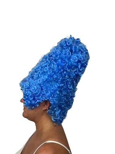 Cartoon Marg Simpson Blue Beehive Costume Wig for Cosplay & Halloween