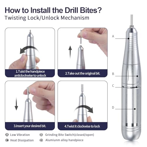 Electric Nail Drill Machine Set 45000RPM with LCD Screen for Acrylic Gels Nails - White