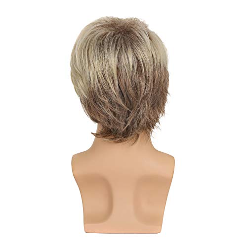 Sallcks Blonde Short Layered Wigs for Men Natural Synthetic Heat-Resistant Cosplay Halloween
