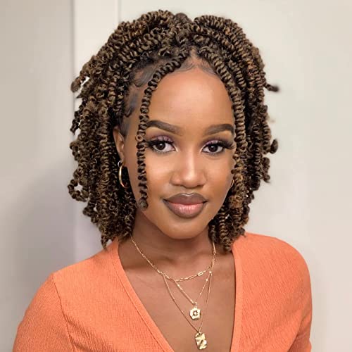 Toyotress Bob Spring Twist Hair - 6 Inch, 8 Packs, Ombre Ginger Pre-Twisted Crochet Extensions - OT350 Variation