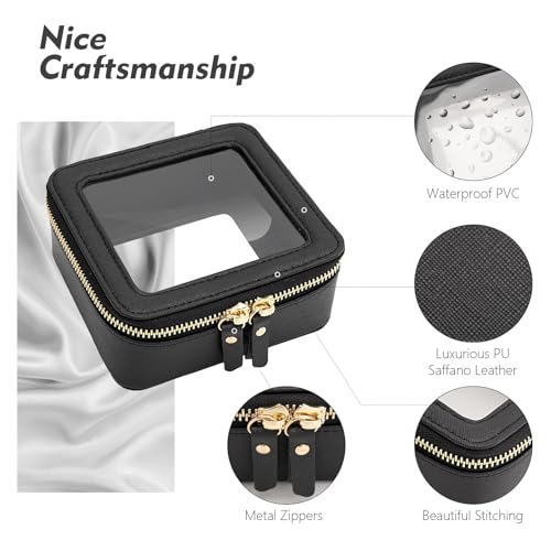 Clear Toiletry Bag and Mini Makeup Bag with Zipper Set is a Convenient, Waterproof Toiletry Bag for Travel and Essentials for Women on the Go(Black, M+MINI)