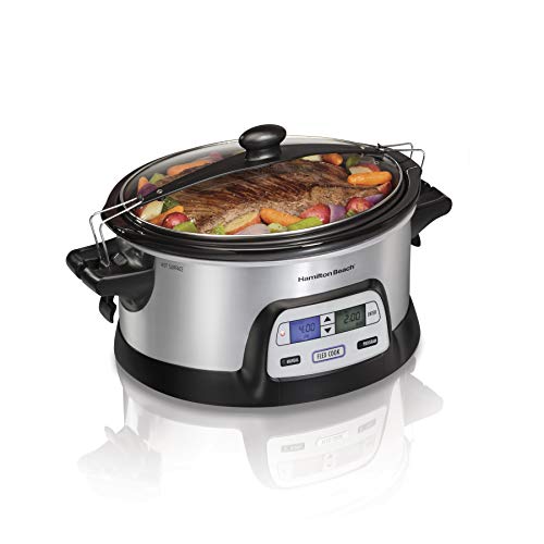 Hamilton Beach 6 Qt Programmable Slow Cooker with Dual Timers & Lock, Silver