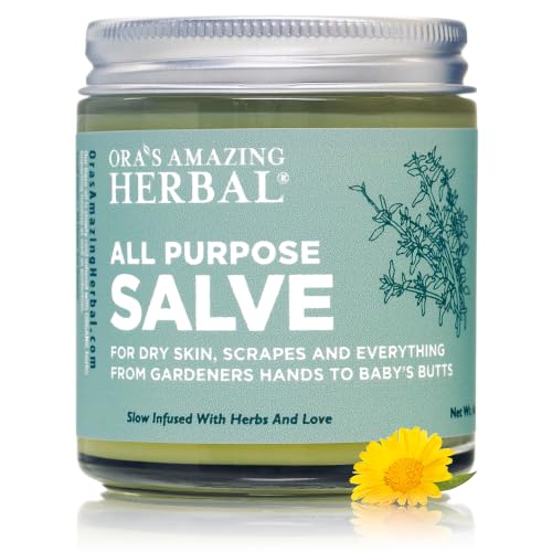 All Purpose Herbal Salve 4 oz - Healing Skin Balm with Tea Tree, Comfrey, Calendula