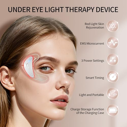 Red Light Therapy Eye Pods for Under Eye Bags - 1 Pack + 4 Reusable Gel Patches, Portable Eye Care Device