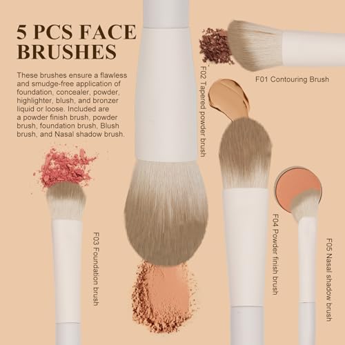 Makeup Brush Set Professional 13pcs£¬Premium Synthetic Powder Foundation Contour Blush Concealer Eyeshadow Blending Liner Make Up Brushes Kit£¨Milky B521£©