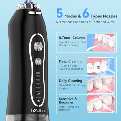 H2ofloss 2-in-1 Water Flosser & Electric Toothbrush Combo Set - Black