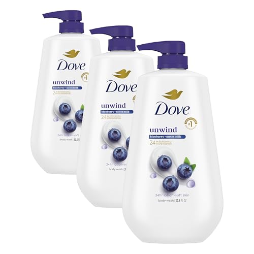 Dove Unwind Body Wash with Blueberry & Moon Milk - 30.6 fl oz Pack of 3