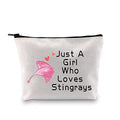 PXTIDY Stingray Makeup Bag Shark Lover Gift Just A Who Loves Stingrays Makeup Zipper Pouch Ocean Sea Animal Manta Ray Gift for Stingray Lovers (Beige)