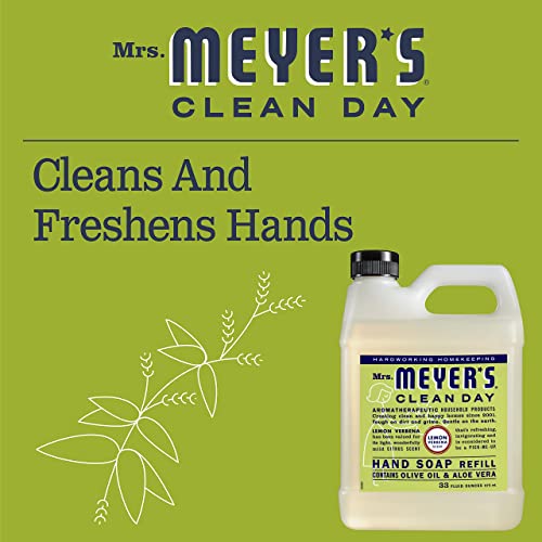 Mrs. MEYER'S CLEAN DAY Liquid Hand Soap Refill Lemon Verbena 33 Fl Oz (Pack of 4)