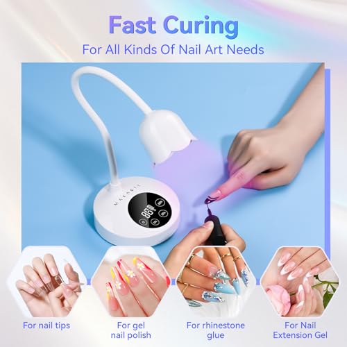 Makartt UV Nail Lamp: Mini UV Light for Gel Nails Polish Luminoza 30mW/cm©÷ Rechargeable LED Nail Light Nail Dryer with 4 Timers & Auto Sensor, Fast Curing Goosenecks Lamp for Home DIY Manicure