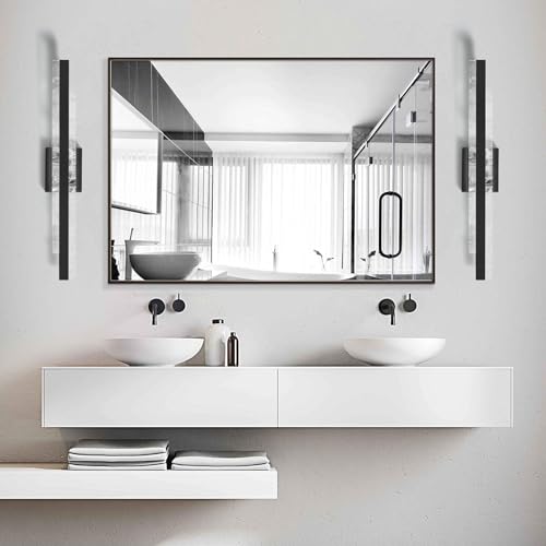 HAHZT Black 27 Inch Dimmable LED Bathroom Vanity Light Over Mirror - Modern Wall Sconce Fixture