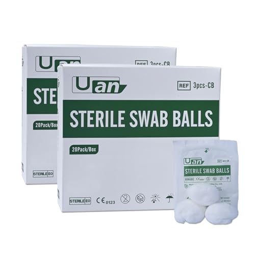 Sterile Cotton Balls Pack of 120 - Gentle, Pure, Individually Packaged for Sensitive Skin