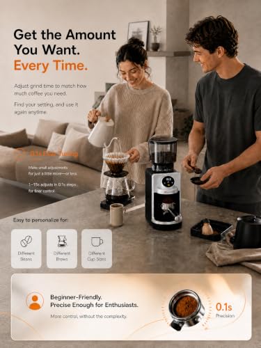 Electric Burr Coffee Grinder with Dual Dosing & 51 Settings for Espresso & Pour Over