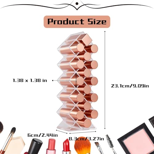 Lipstick Holder 16 Spaces Cute Fish Shape Cosmetic Lip Gloss Organizer for Countertop Clear Acrylic Makeup Perfume Storage Rack Drawer & Bathroom Novelty Desk Decor Vanity Display Case for Girls Women