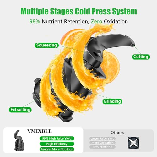Cold Press Juicer Machine with 5.8-inch Wide Feed Chute 300W for Whole Fruits & Vegetables