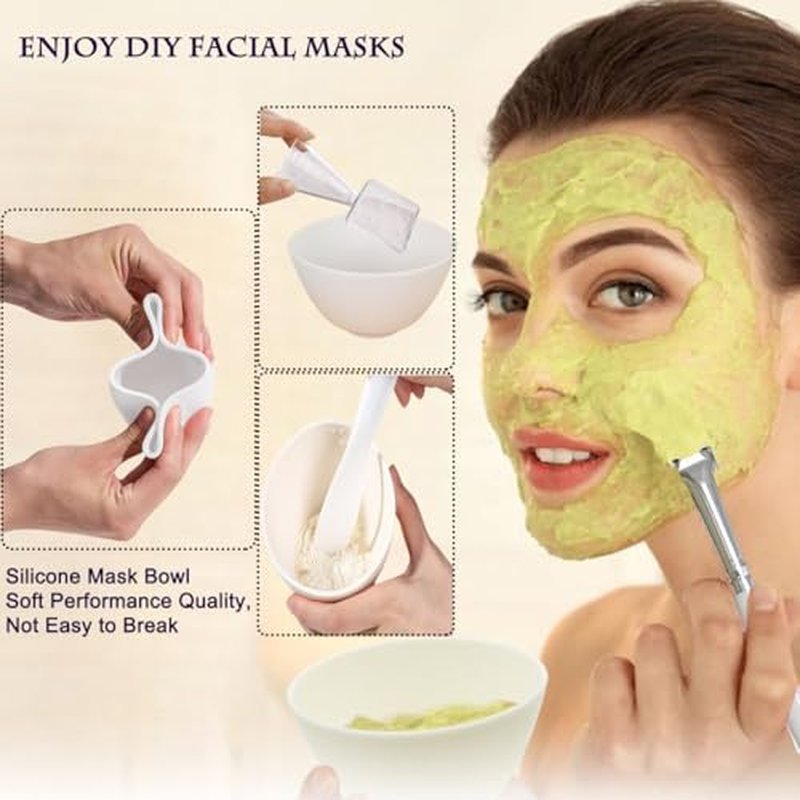 30 Pcs Esthetician Supplies for Facials Set,Facial Care DIY Tools 4 Silicone Facial Bowls 4 Facial Mask Fan Brushes 5 Facial Headbands, 8 Compressed Facial Sponges 8 Mask Applicators 1 Measuring Cups