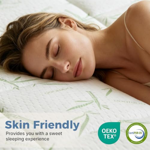 King Gel Memory Foam Mattress Topper with Bamboo Rayon Pillow Top - Blue & White