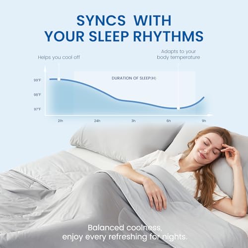 Queen Size Reversible Cooling Comforter - Silky Soft, Breathable Summer Bed Blanket, Cool Grey 90x90 with Variation: Full/Queen