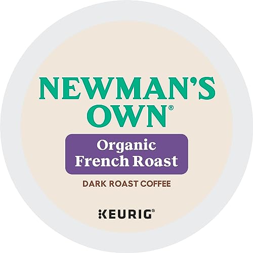 Newman's Own Organic French Roast K-Cup Coffee Pods 12-Count Pack of 6, Dark Roast