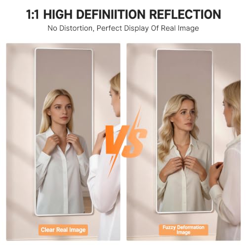 White Full Length Over The Door Mirror 56x16 Inch Wall & Hanging Mirror for Bedroom Living Room