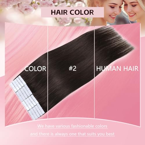 Invisible Tape-in Hair Extensions 3rd-Gen Real Human Hair Dark Brown 14 Inch