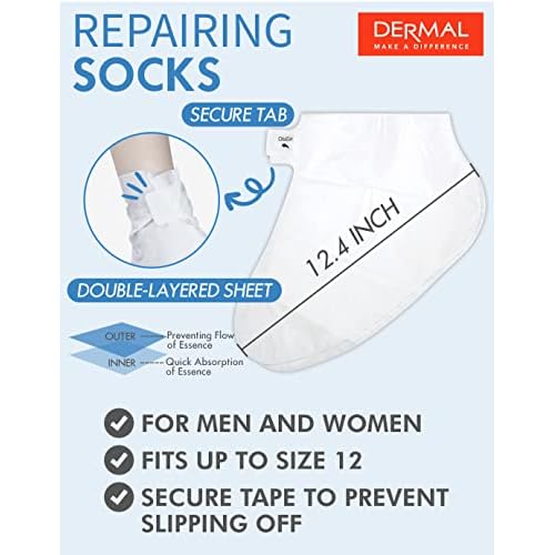 DERMAL 16 Combo Pack A Collagen Essence Full Face Facial Mask Sheet + Moistfull Silky Foot Socks & Hand Gloves Mask Combo 6 Pack