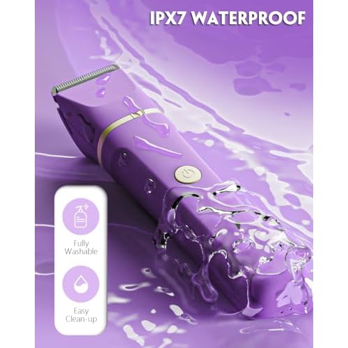 Bikini Trimmer for Women, Tiovara Painless Electric Razors Shaver IPX7 Waterproof Cordless Body Hair Trimmer Pubic Hair Removal with USB Charge Dock for Underarm Leg Arm Body Face Silk Skin (Purple)