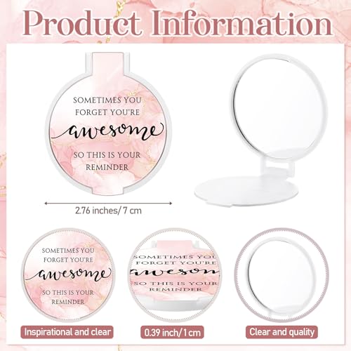 Cinnvoice 50 Set Inspirational Compact Mirrors for Women - Pink Marble Variation