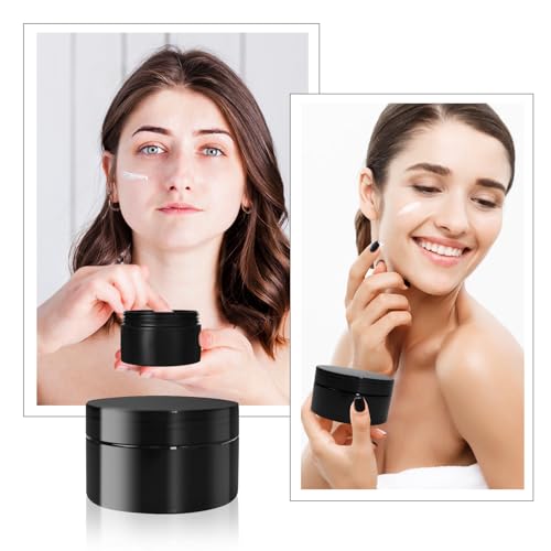 25 Pcs Black Plastic Cosmetic Jars 8oz Refillable Travel Containers with Lids