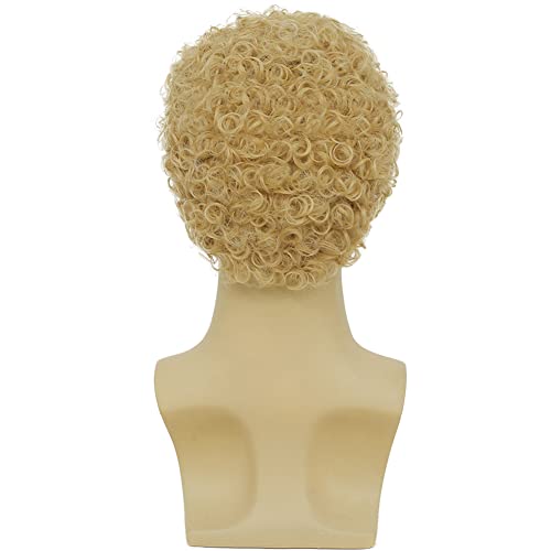 Men's Short Blonde Afro Wig - Light Blonde Cosplay & Halloween Costume Wig