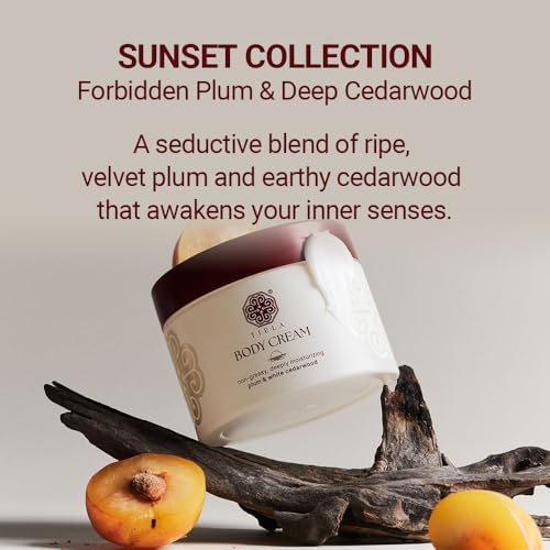 TIELA Sunset Plum & Cedarwood Nourishing Body Cream 6.8 fl oz - 24hr Hydration & Long-Lasting Scent