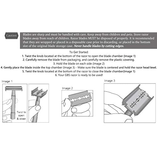 G.B.S Adjustable Double Edge Butterfly Razor Stainless Steel Knurled Handle Ergonomic Non Slip Grip