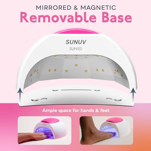 SUNUV SUN2C UV Light for Nails, UV LED Nail Lamp with 4 Timer Settings, Curing Lights Compatible with All Gel Polish Rose