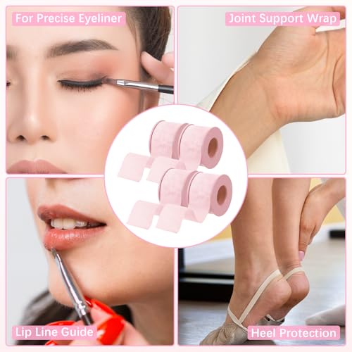 4 Rolls Lash Tape for Eyelash Extensions, Breathable Sensitive Silicone Gel Eyelash Tape for Lash Extension Supplies, Hypoallergenic 0.98 Inch x 3.9 Yard/Roll(Pink)