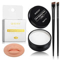Eyebrow Mapping Kit with White Brow Mapping String, White Mapping Brow Paste, 2 Eyebrow Brush and 5D Soft Silicon Practice Silicone Lips Skin, Create Flawless Eyebrow Shape and Lip Mapping Practice