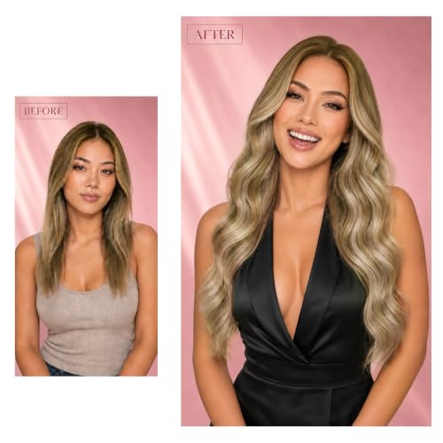 Clip-In Hair Extensions Balayage Human Hair 18 Inch Sunset Grove Chestnut Mix