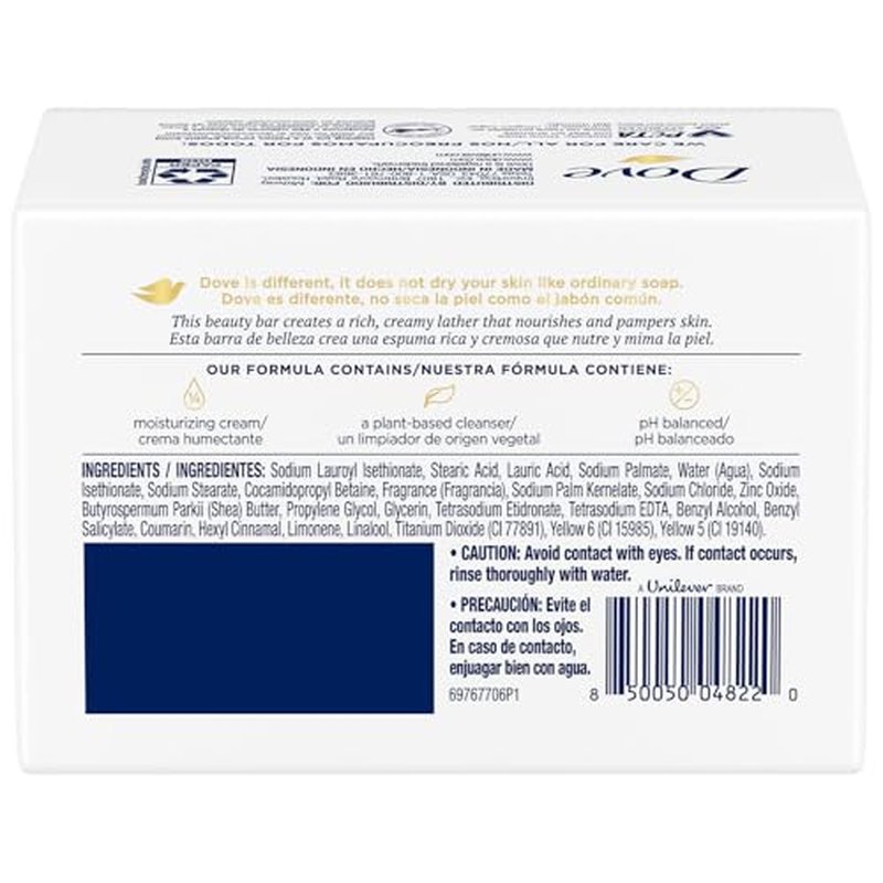 Dove Soap, Shea Butter & Vanilla Beauty Bar 2-Pack (8 Soap Bars) ? 3-in-1 Moisturizing Face, Body & Hand Soap, 3.17 Oz Ea