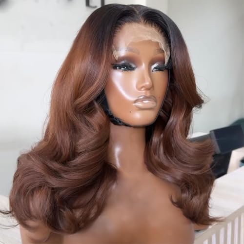 14 Inch Ombre Ginger Bob Wig Human Hair 13x4 HD Lace Front Short Bob - Pre Plucked, Glueless, 200% Density