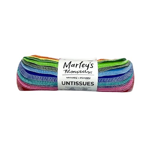 Reusable Cotton Facial Tissues Rainbow Pack - 12 Washable Flannel Handkerchiefs for Sensitive Skin