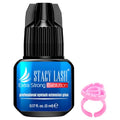 STACY LASH Extra Strong Evolution Eyelash Extension Glue (0.17fl.oz / 5ml) / 0.5-1 Sec Dry/Retention ? 8 Weeks/Black Adhesive/Lash Tech Supplies + Glue Ring