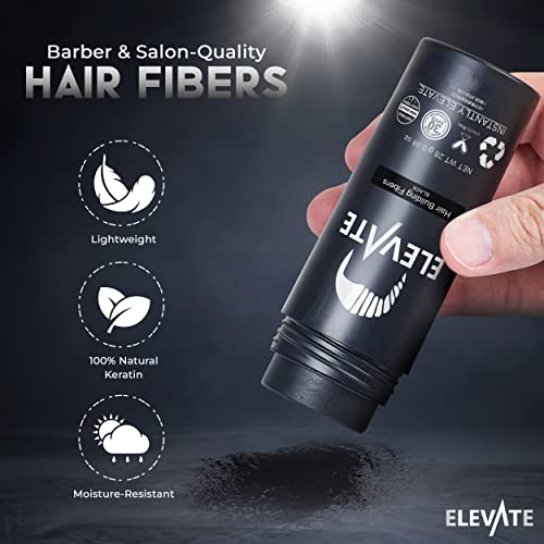 Black Hair Fibers for Thinning Hair 40g Bottle - Natural Keratin Concealer (Black)