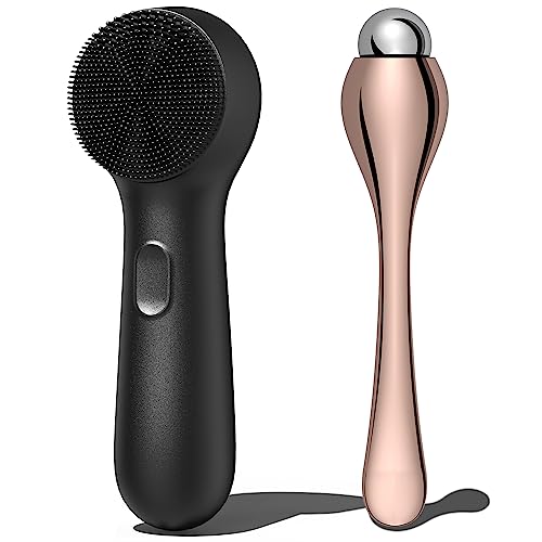 NågraCoola CLIE Silicone Face Scrubber Charcoal - Rechargeable Waterproof Facial Cleansing Brush for Deep Exfoliation & Massage