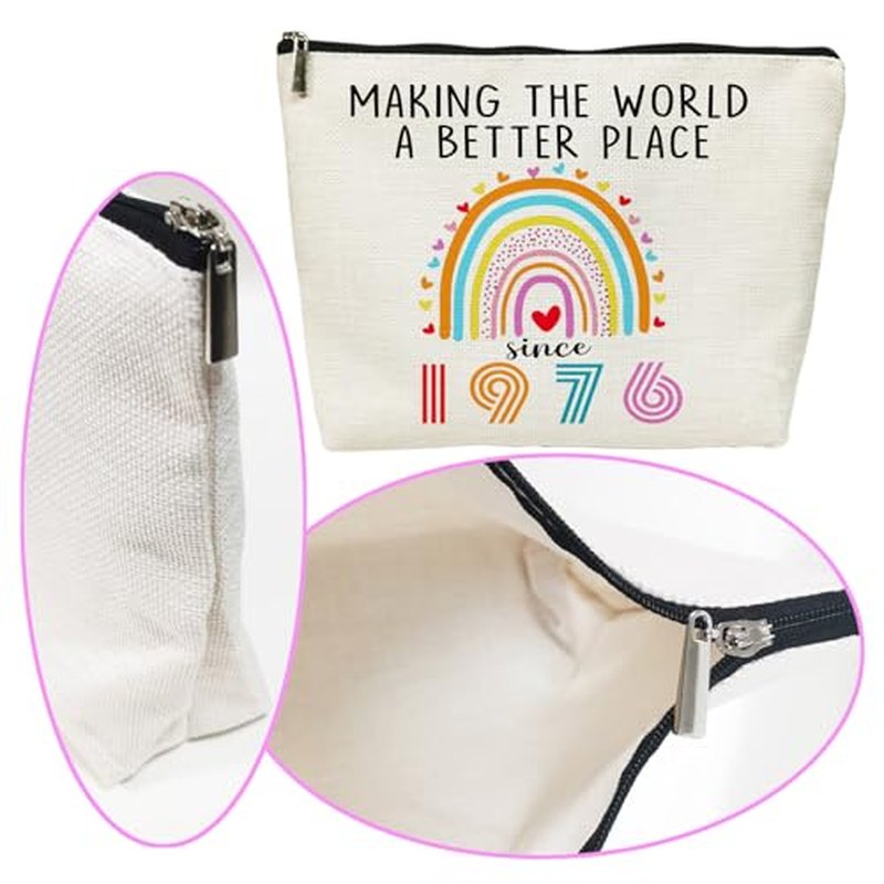 Happy 50th Birthday Gifts for Women Her Cosmetic Bags, 50th Birthday Decorations Makeup Bag, Best 1976 Anniversary 50 Year Old Gift Ideas for Wife, Mom (1976)