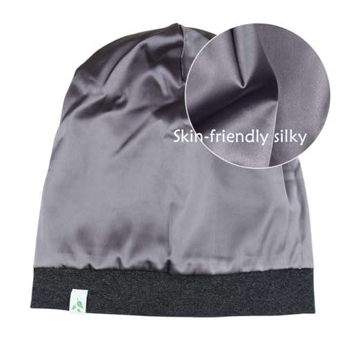 Men's Satin Sleep Cap 2-Pack - Medium Black & Royal Blue Curly Hair Bonnets
