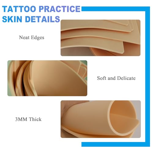 Fake Tattoo Skin Practice Kit 20pcs 3mm Thickness Double-Sided Silicone for Beginners & Artists