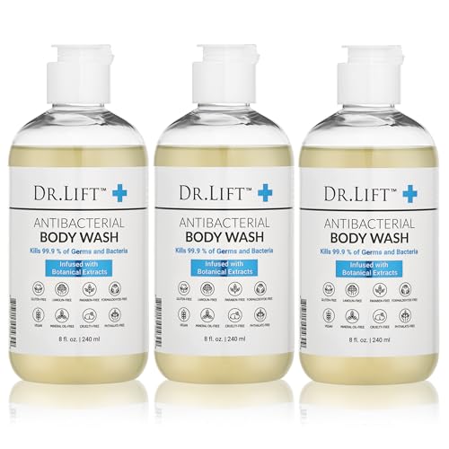 Antibacterial Body Wash 8 Oz - Gentle Shower Gel 3-Pack - Unscented & Hydrating (Variation: 8 Fl Oz Pack of 3)