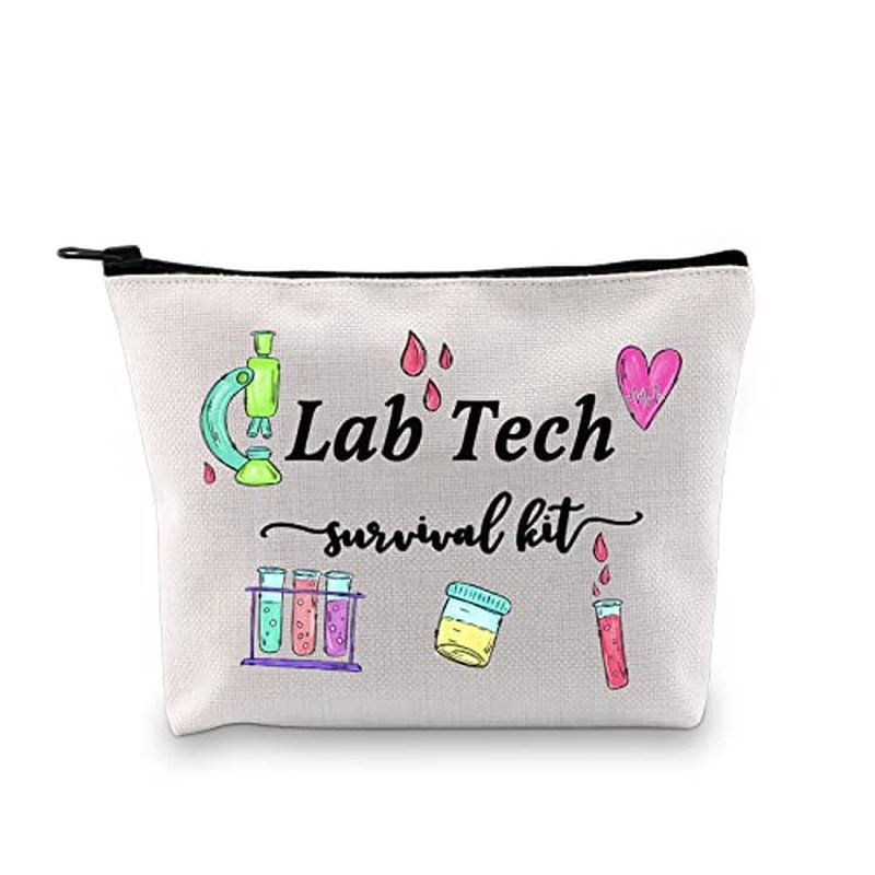 GJTIM Lab Tech Survival Kit Funny Lab Week Lab Tech Gift Laboratory Technician Zipper Pouch Makeup Bag