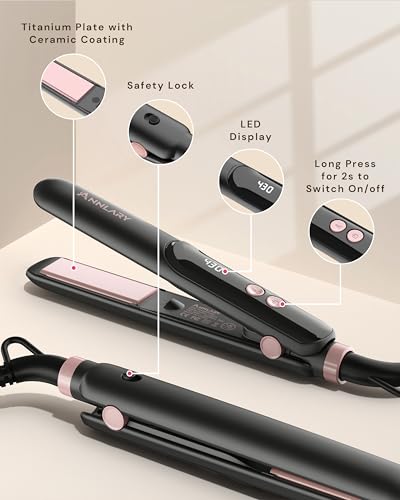 Mini Hair Straightener - Portable Flat Iron for Travel, Obsidian Black